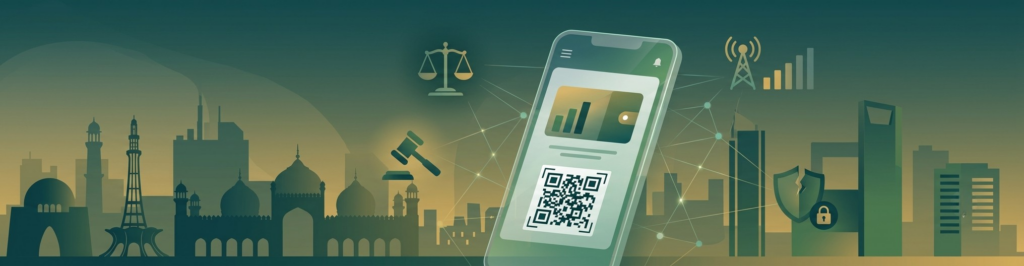 "Illustration representing the structural challenges facing Pakistan's fintech industry, from regulation to rural access"